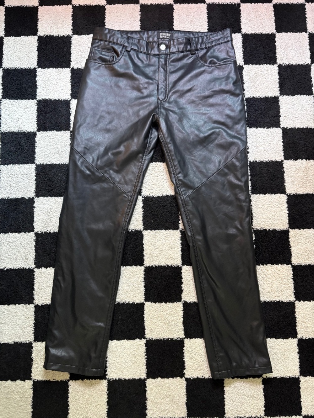 Vegan Leather Pants Straight to Hell Slim "Good Guy Joe" Mens 34x32